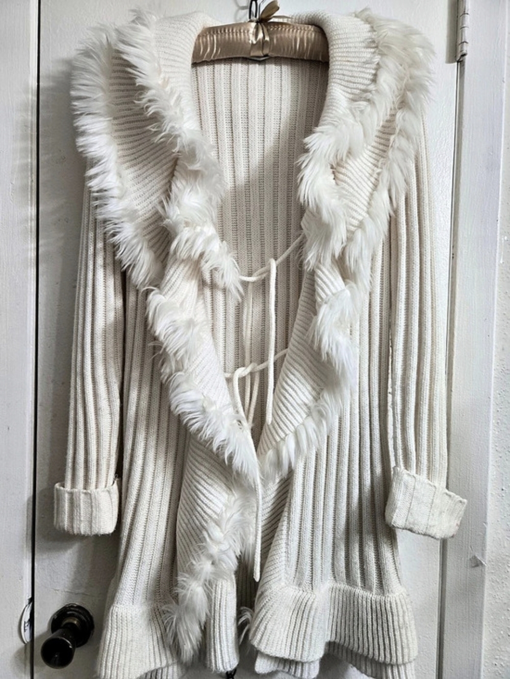 A.T.PANI Faux Fur Trim Cardigan Size Medium